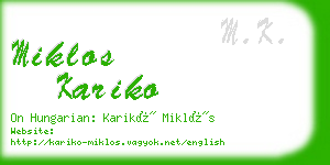 miklos kariko business card